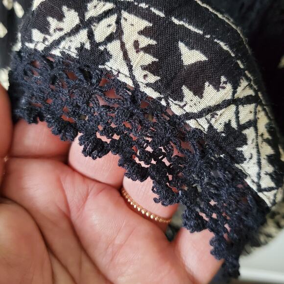 Angie Black Ivory Boho Off Shoulder Top S Fairy Hippie Gypsy Whimsy Renfair - Picture 3 of 9